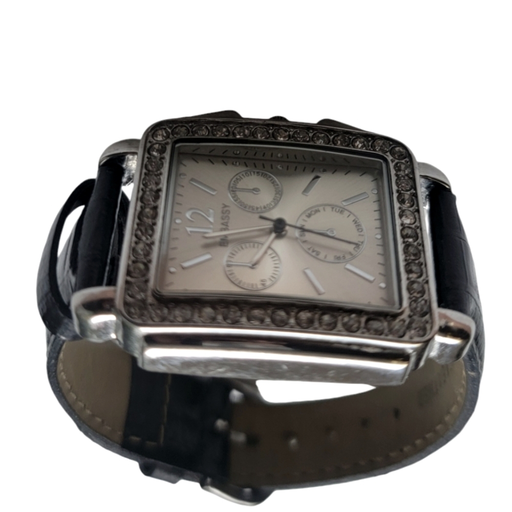 Embassy Embellished Rhinestone Bezel Square Face - Picture 4 of 9